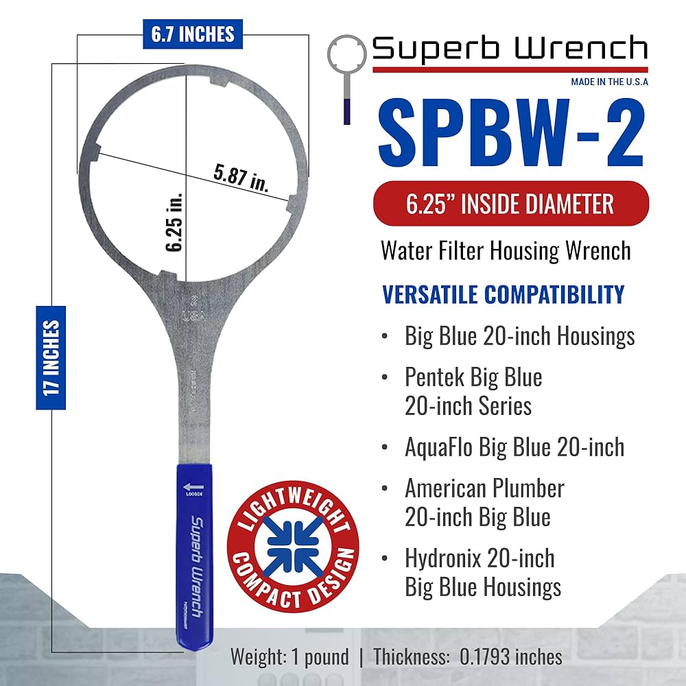 Superb Wrench Heavy-Duty Water Filter Housing Wrench, 6.25